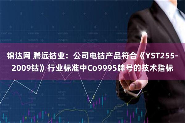 锦达网 腾远钴业：公司电钴产品符合《YST255-2009钴》行业标准中Co9995牌号的技术指标